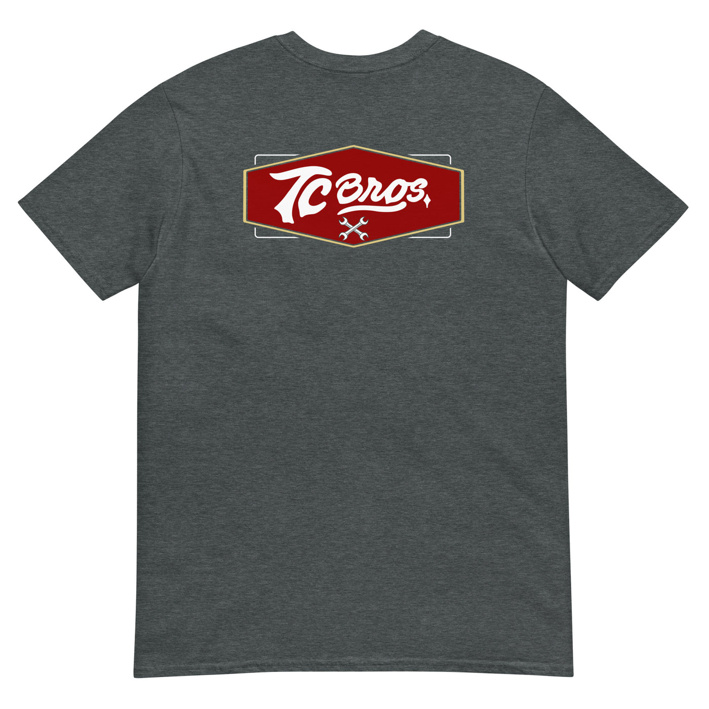 Plain gray Shield - Heather Gray Tee (Front/Back Print), made from ring-spun cotton, with a small red logo on the left chest area.