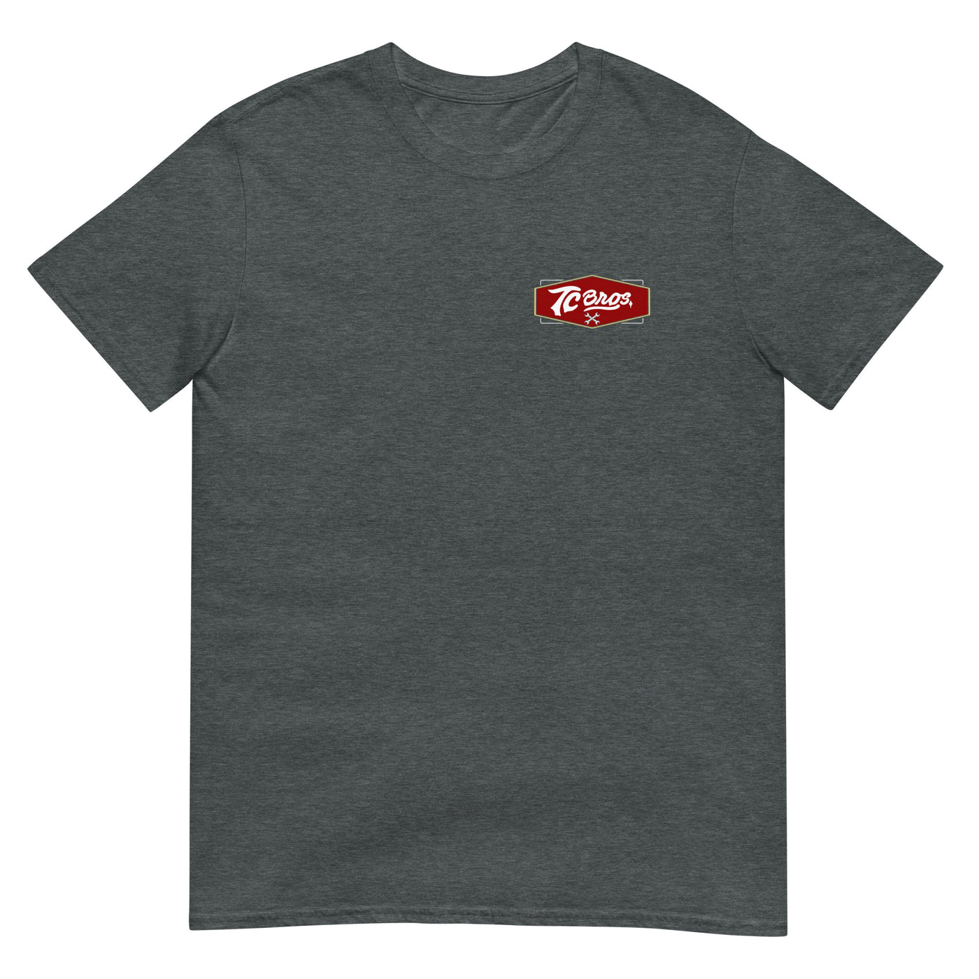 Plain gray Shield - Heather Gray Tee (Front/Back Print), made from ring-spun cotton, with a small red logo on the left chest area.