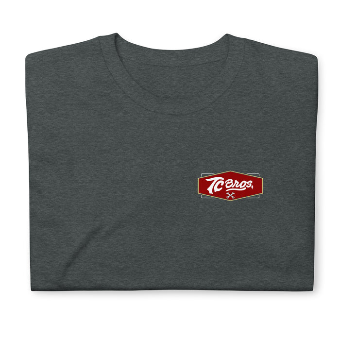 Plain gray Shield - Heather Gray Tee (Front/Back Print), made from ring-spun cotton, with a small red logo on the left chest area.