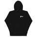 TC Bros. Script Black Hoodie - White Print, printed on demand, with a white logo on the left chest area.