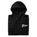 TC Bros. Script Black Hoodie - White Print, printed on demand, with a white logo on the left chest area.