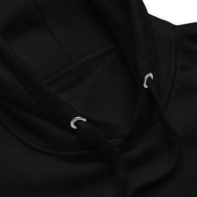 TC Bros. Script Black Hoodie - White Print, printed on demand, with a white logo on the left chest area.