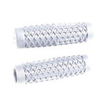 A pair of white Vans + Cult Motorcycle Grips - 1" White on a white background with SEO keywords: ODI.
