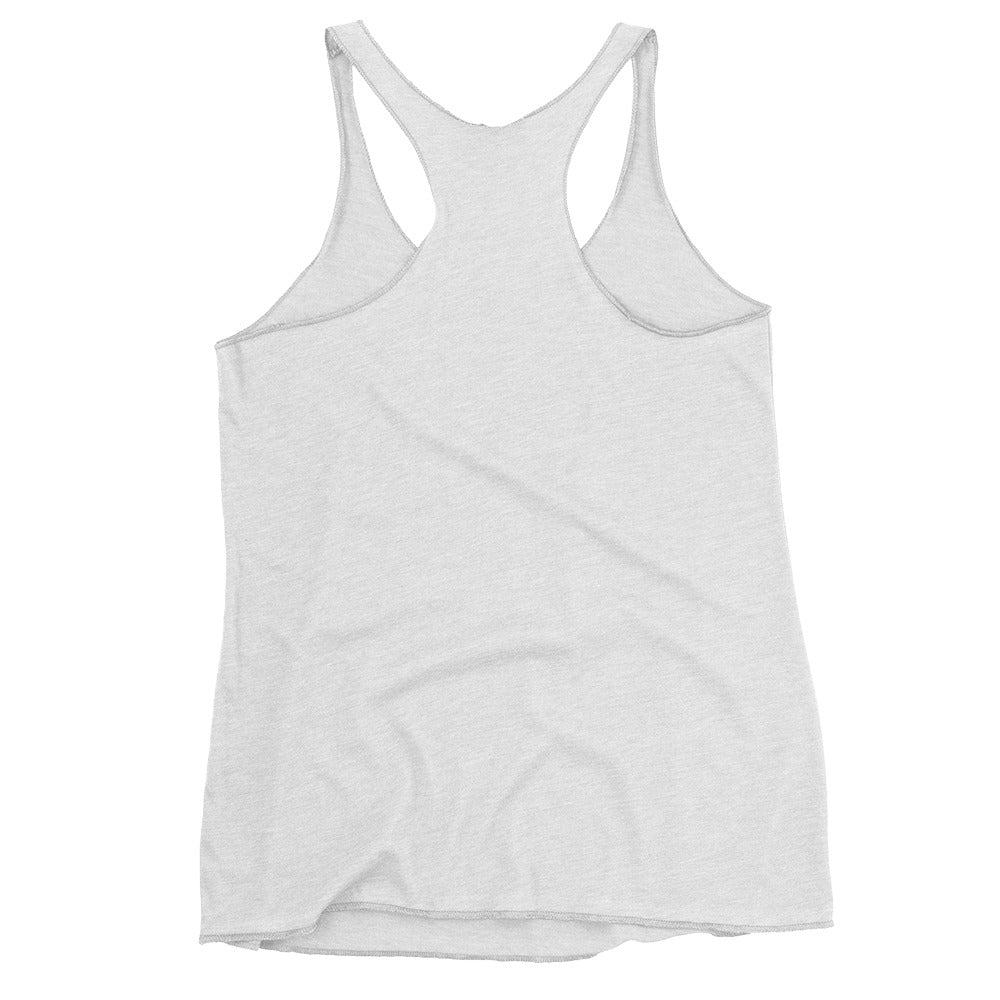 Shield - Women's Racerback Tank - Vintage White from TC Bros with a small red 'chaos' logo on the chest.