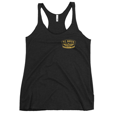 Women's Winged Wheel - Women's Racerback Tank - Vintage Black with TC Bros logo printed on demand.