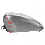 The Moto Iron® 2.4 Gallon Sportster Gas Tank for 1995-2003 Harley-Davidson Sportster features unpainted metal with visible weld lines and comes with mounting hardware—ideal for your next custom project.
