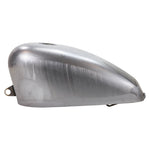 Moto Iron® 3.1 Gallon King Sportster Gas Tank for 1995-2003 Harley-Davidson Sportster shown unpainted, with included mounting hardware—bolts, washers, and rubber fittings—arranged in front of the tank.