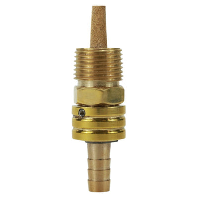 A polished brass fitting with a 3/8" NPT Male Brass Fuel Petcock by Prism Supply Co thread on it.