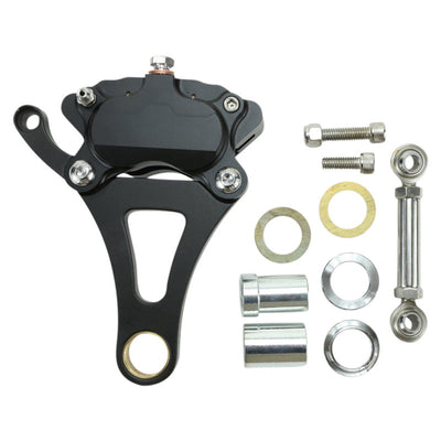 A Springer Front End Brake Caliper Kit Right Side Black with a Moto Iron® finish for a motorcycle.