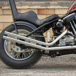 TC Bros. Weld-On Hardtail Kit for 1982-2003 Harley-Davidson Sportster with stock width tire, by TC Bros., includes a steel frame with seat tube and chain stays plus hardware components, all neatly arranged on a white background.