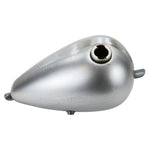 The Moto Iron® 2.2 Gal. Axed Gas Tank is shown from the side against a white background, featuring a bare metal finish and a round opening at the top.