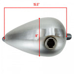 The Moto Iron® 2.2 Gal. Axed Gas Tank is shown from the side against a white background, featuring a bare metal finish and a round opening at the top.