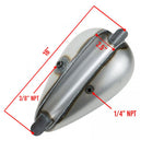 The Moto Iron® 2.2 Gal. Axed Gas Tank is shown from the side against a white background, featuring a bare metal finish and a round opening at the top.