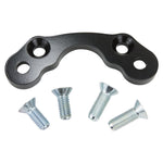 A Moto Iron® Black Handlebar Riser Adapter for Springer Front Ends 3.5" centers with screws and bolts on a white background.