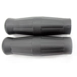A pair of Moto Iron® Old School 1" Black Motorcycle Handlebar Grips are displayed side by side on a white background.