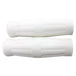 Two Old School 1" White Handlebar Grips by Moto Iron®, featuring ridged surfaces, are placed side by side on a plain white background.