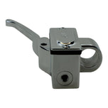 A GMA Polished Billet 1" Front Brake Master Cylinder (RH 5/8) handlebar latch on a background, made of CNC machined aluminum.