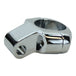 A HardDrive chrome handlebar clamp with mounting bolts on a white background.