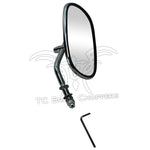 The Mid-USA Rectangle Mirror for Harley-Davidson by Mid-USA features a chrome-plated finish, a rectangular mirror, and includes a hex key tool. It is shown on a white background.
