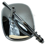 The Mid-USA Rectangle Mirror for Harley-Davidson by Mid-USA features a chrome-plated finish, a rectangular mirror, and includes a hex key tool. It is shown on a white background.