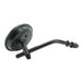 The Moto Iron® Black 3" Mini Mirror fits all Harley 1965-later lever mounts (left or right side) and features a black metal arm with an included L-shaped hex key, shown mountable on a white background.