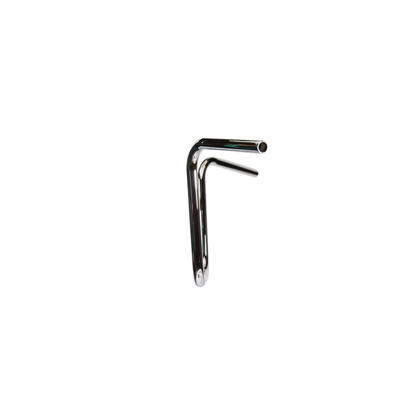 A black metal hook on a white background with TC Bros. 1" Narrow Apes Handlebars - 12" Chrome controls.