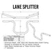 A black drawing featuring a TC Bros. 1" Lane Splitter™ Handlebars - Black equipped with TC Bros. lane splitter handlebars.