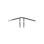 The TC Bros. 1" Whiskey Handlebar features a chrome finish with a raised center and two vertical grips, echoing classic Harley Davidson style, shown here against a white background.
