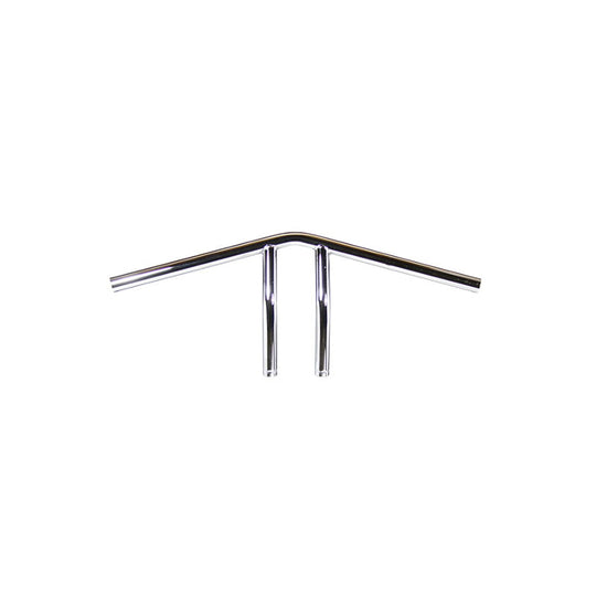 The TC Bros. 1" Whiskey Handlebar features a chrome finish with a raised center and two vertical grips, echoing classic Harley Davidson style, shown here against a white background.