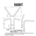 The TC Bros. 1" Rabbit Handlebar by TC Bros. features a high-rise, H-shaped chrome design, shown against a plain white background.