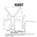 An sleek black chopper bike rack in the shape of a rabbit, complete with TC Bros. 1" Rabbit Ears Handlebars - Black Smooth.