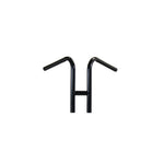 A pair of TC Bros. 1" Rabbit Handlebars - Black for custom chopper applications, dimpled for added grip, on a white background.