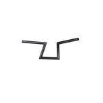 Two TC Bros. 1" Slant Z Handlebars—one chrome, one black—are shown parallel on a white background. Ideal for custom Harley or chopper upgrades, these quality bars are crafted by TC Bros.