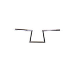 Two TC Bros. 1" Slant Z Handlebars—one chrome, one black—are shown parallel on a white background. Ideal for custom Harley or chopper upgrades, these quality bars are crafted by TC Bros.