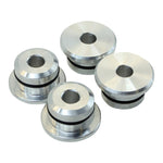 A set of Hughs HandBuilt Yamaha XS650 Solid Handlebar Bushing Set designed for a Yamaha XS650 bike build. These solid riser bushings provide durability and strength for optimal performance.