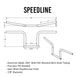 A diagram of TC Bros. 7/8" Speedline Handlebars - Black with a satin black powdercoat finish.