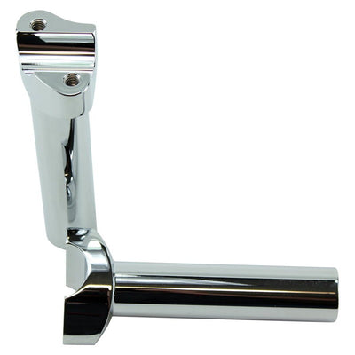 A HardDrive 5.5" Chrome Forged Handlebar Risers for Harley with a Straight Style Risers.