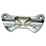 A HardDrive 1" Handlebar Clamp for Harley - Chrome Smooth plate with holes on it.
