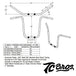 A drawing of the TC Bros. 1" Springer Apes Handlebars - 16" Chrome for a motorcycle, designed by TC Bros.