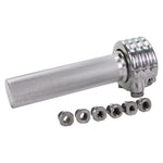 A TC Bros. 1" Dual Cable Motorcycle Throttle - Polished with nuts and bolts on a white background, providing a firm grip.