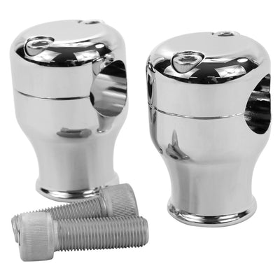 Two TC Bros. 2" Chrome Springer Risers with a screw and nut for 1" diameter handlebars.
