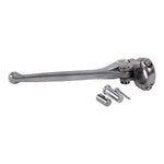 The Moto Iron® Clutch Lever Conversion Assembly for Harley-Davidson includes a silver lever with pin, clip, connector parts, and mounting hardware, designed for custom handlebar controls and shown on a white background.