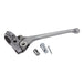 A silver Moto Iron® 1" Custom Clutch Lever Assembly For Harley Models (Sportster, Dyna, FX, FL) brake lever with a clutch lever assembly, bolt, and nut for custom applications.