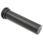 A black cylindrical tube with a flange sits on a white background—the Moto Iron® Throttle Tube for First Generation Harley-Davidson TBW, ideal for Gen 1 models or use with slide-on grips.