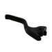 The 1FNGR [ARCHIVED] Billet Brake Lever - Black fits 2015+ Harley Davidson Softail/M8 and matches the 1FNGR easy pull clutch. Features a CNC machined aluminum build, curved handle, and mounting hole; shown on a white background.