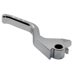 The 1FNGR Brake Lever for 1996-2017 Harley-Davidson by 1FNGR features a silver CNC-machined aluminum curved handle with a circular mounting hole, shown against a white background.