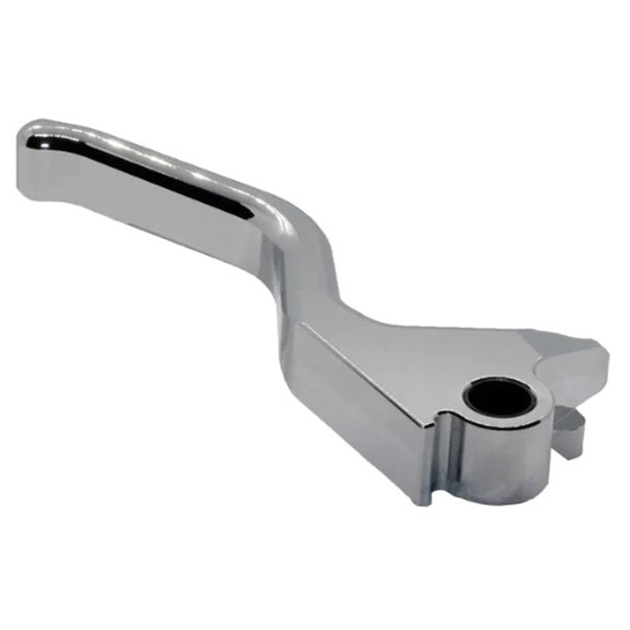 A 1FNGR Billet Brake Lever - Chrome - Dyna/Softail/ 96-03 Sportster (Matching to 1FNGR easy pull clutch) on a white background.