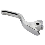 A close-up of the 1FNGR Brake Lever for 2015-2024 Harley-Davidson Softail, featuring a metallic chrome finish, displayed on a white background.