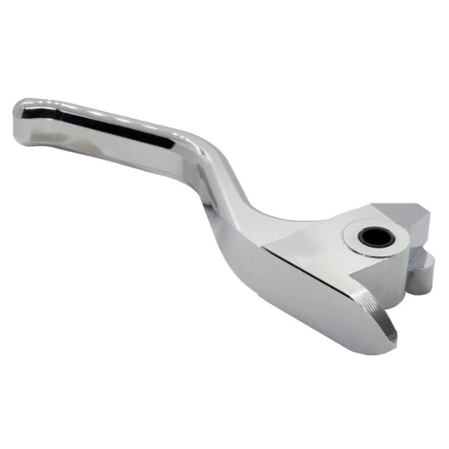 A Billet Brake Lever - Chrome - 2015+ Softail/M8 (Matching to 1FNGR easy pull clutch) on a white background.