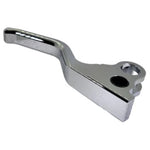 The 1FNGR Brake Lever for 1982-1995 Harley-Davidson, by 1FNGR, features CNC-machined aluminum with a chrome finish and two round holes at the base, shown against a white background.